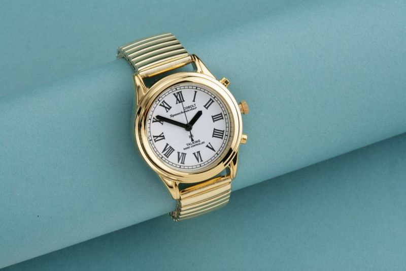 W27 Ladies Gold Radio Controlled Talking Wristwatch